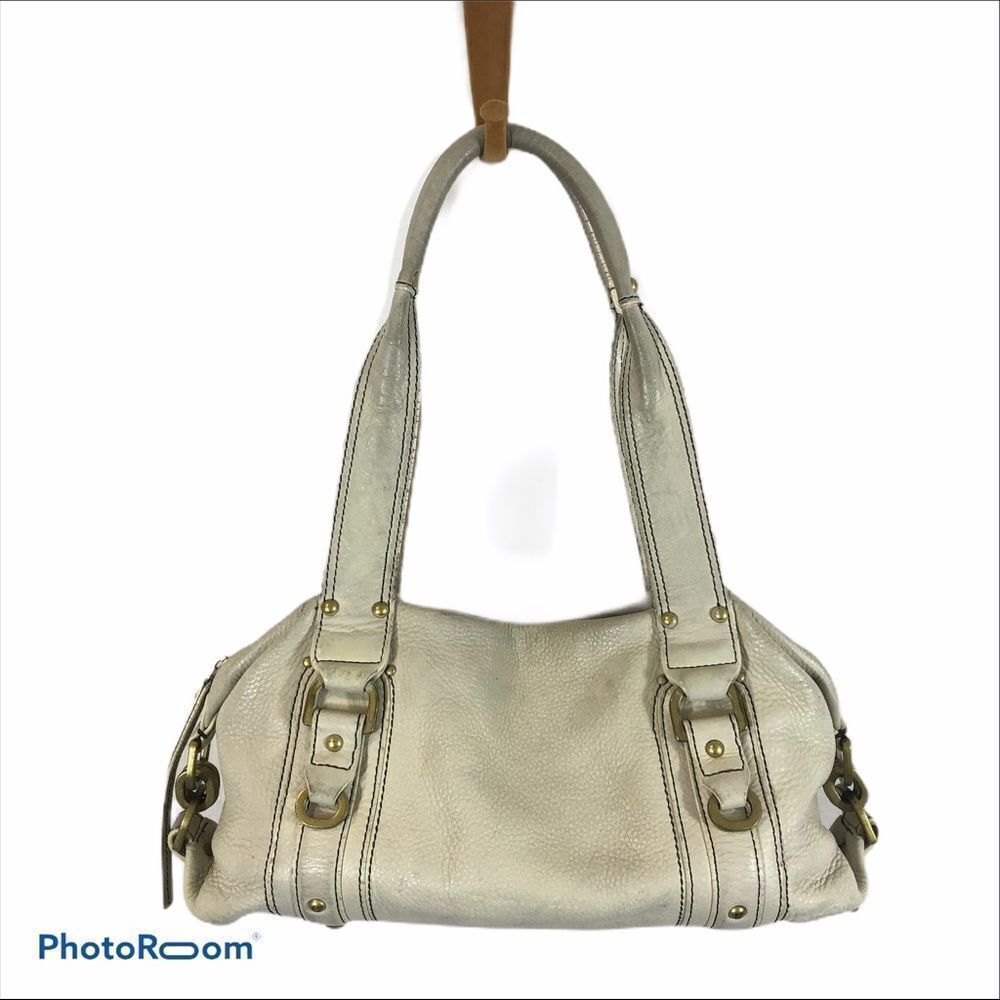 Kenneth Cole Off White Leather Shoulder Bag‎